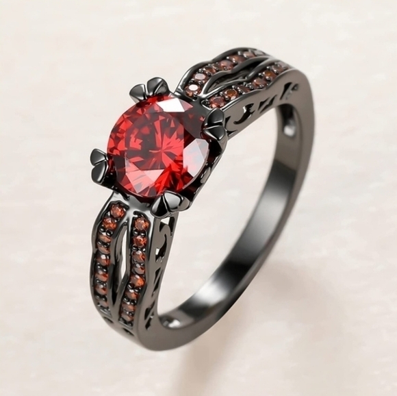 Bumiuste Ring Classic Red Crystal Stone Ring Size 11. - Picture 1 of 5